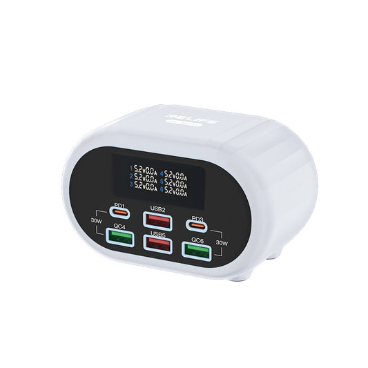 Netwerkoplader Relife RL-309U, 72W, 5A, 2 x USB-C - 4 x USB-A, Zilver