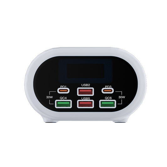 Netwerkoplader Relife RL-309U, 72W, 5A, 2 x USB-C - 4 x USB-A, Zilver