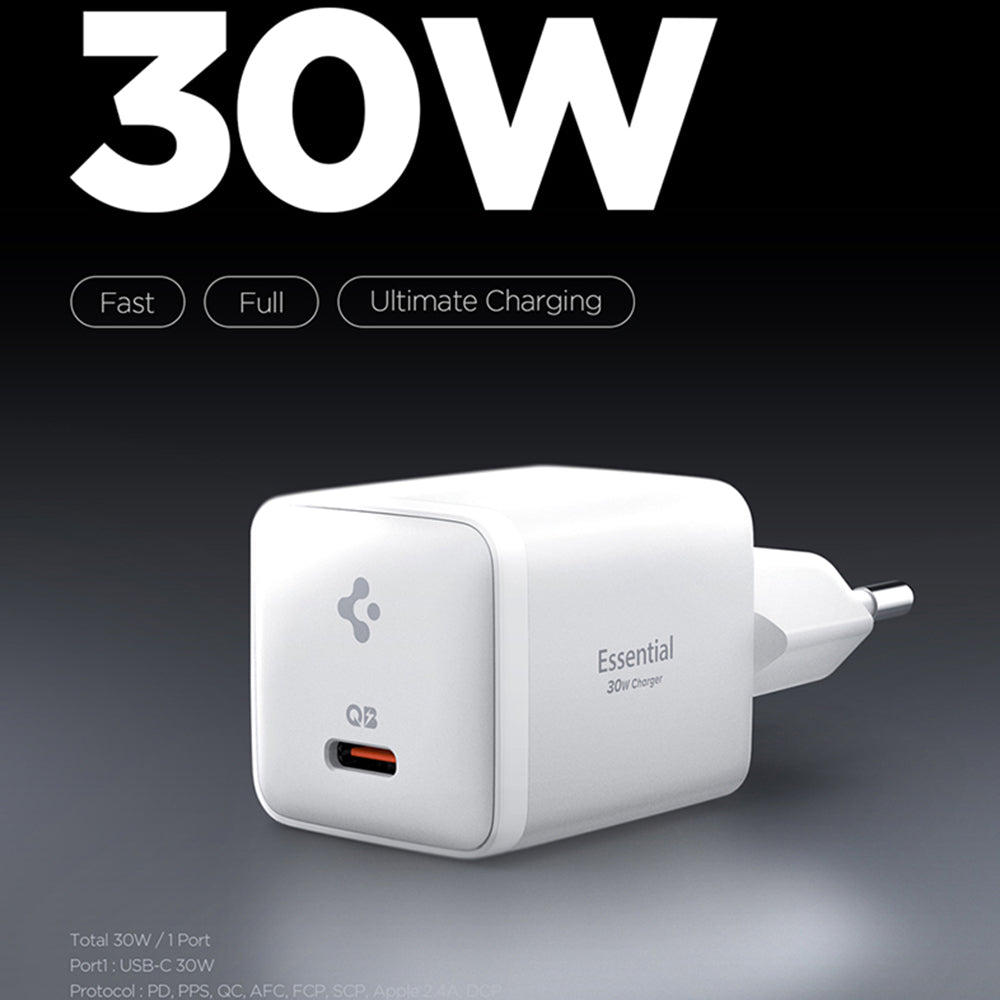 Spigen EE301EU Essential Netwerkoplader, 30W, 3A, 1 x USB-C, Wit KF2363556