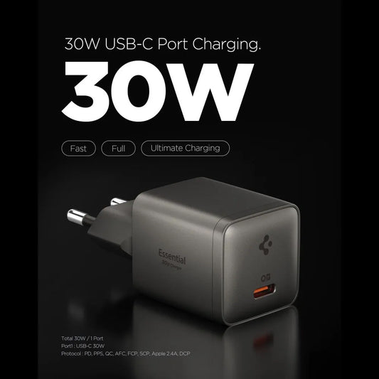 Spigen EE301EU Essential netlader, 30W, 3A, 1 x USB-C, grijs ACH10447