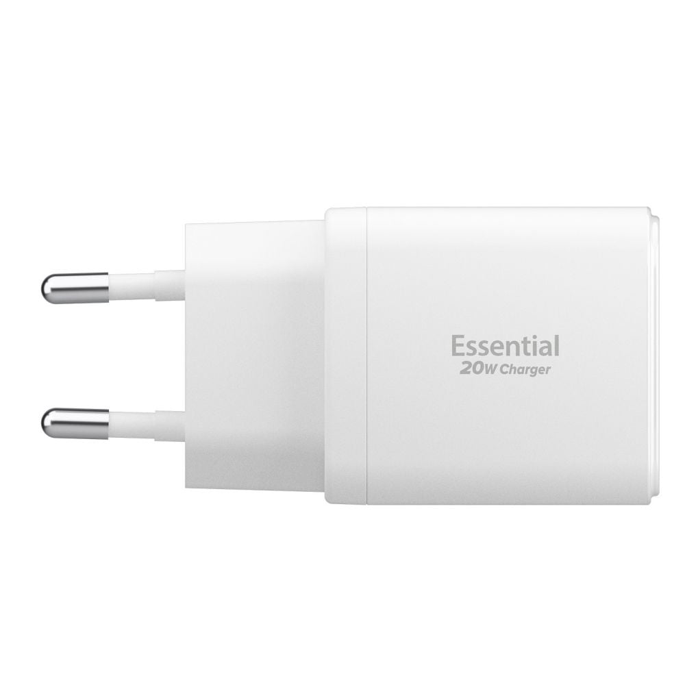 Spigen Essential Netwerkoplader, 20W, 3A, 1 x USB-A - 1 x USB-C, Wit ACH08704