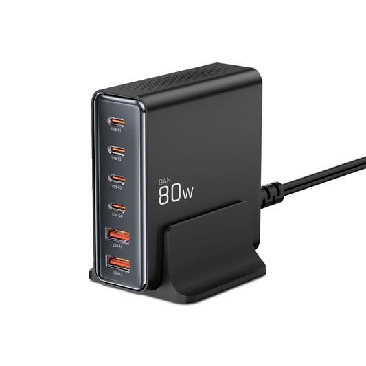 Netwerkoplader Tech-Protect DC80W, 80W, 3A, 2 x USB-A - 4 x USB-C, Zwart