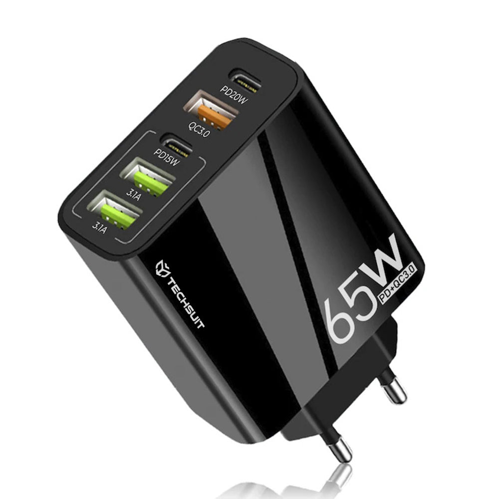 Netwerkoplader Techsuit CHC2 PentaXPower, 20W, 3A, 3 x USB-A - 2 x USB-C, Zwart