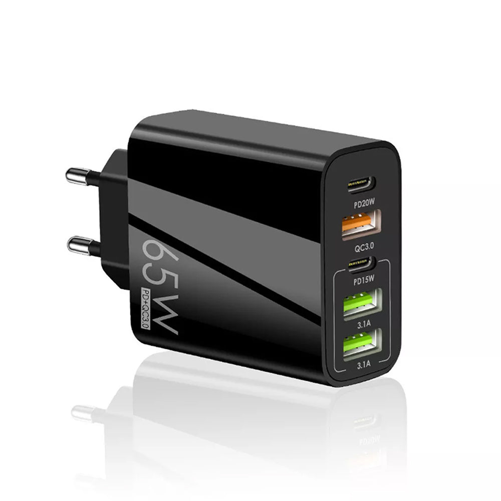 Netwerkoplader Techsuit CHC2 PentaXPower, 20W, 3A, 3 x USB-A - 2 x USB-C, Zwart