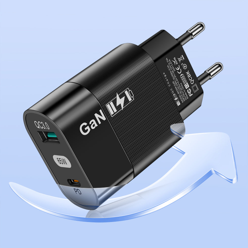 Techsuit CHPD131 Netwerkoplader, 65W, 3.25A, 1 x USB-A - 1 x USB-C, Zwart