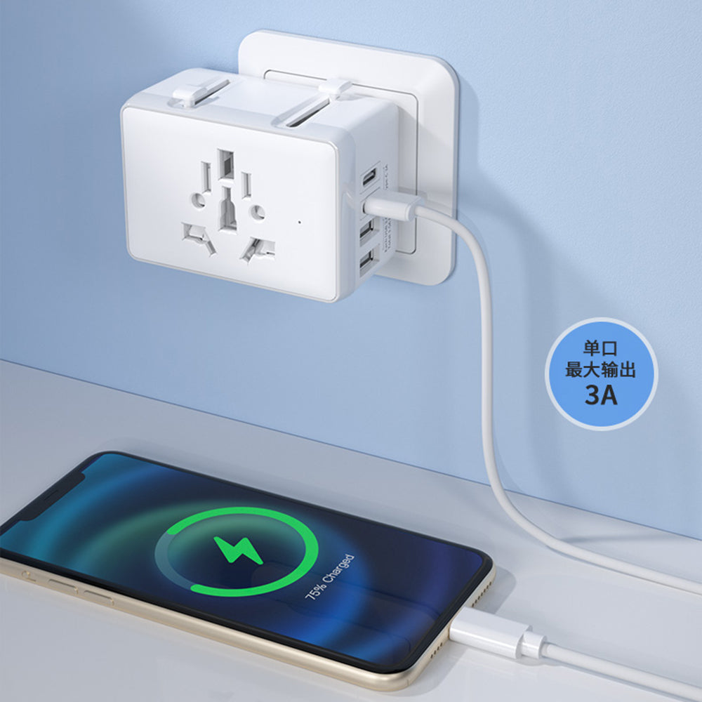 Netwerkoplader Techsuit HHT203A Travel, 20W, 3A, 2 x USB-A - 2 x USB-C, Wit