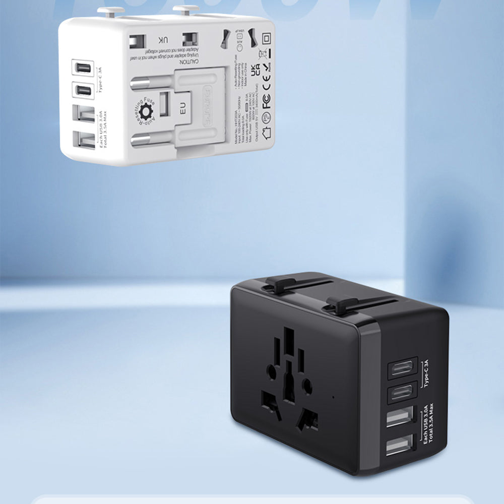 Netwerkoplader Techsuit HHT203A Travel, 20W, 3A, 2 x USB-A - 2 x USB-C, Wit