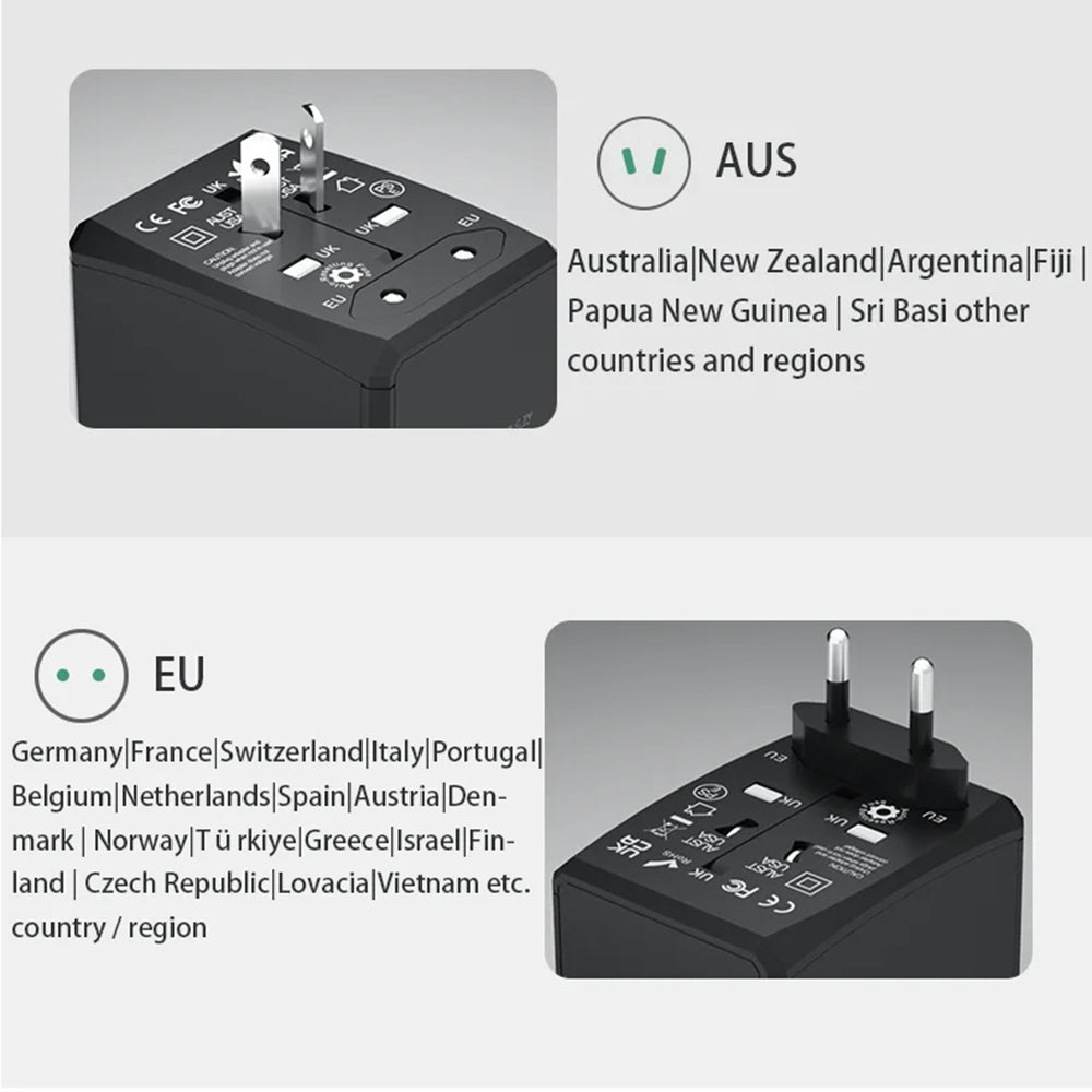 Netwerkoplader Techsuit HHT203A Travel, 20W, 3A, 2 x USB-A - 2 x USB-C, Wit