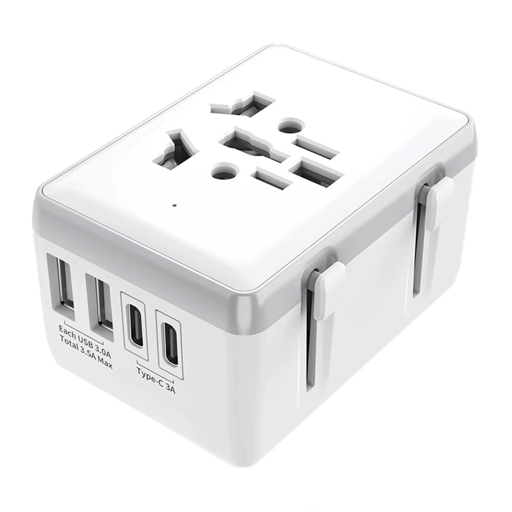 Netwerkoplader Techsuit HHt204A Travel, 15W, 3A, 2 x USB-A - 2 x USB-C, Wit