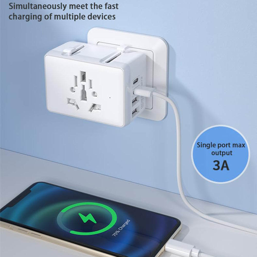 Netwerkoplader Techsuit HHt204A Travel, 15W, 3A, 2 x USB-A - 2 x USB-C, Wit
