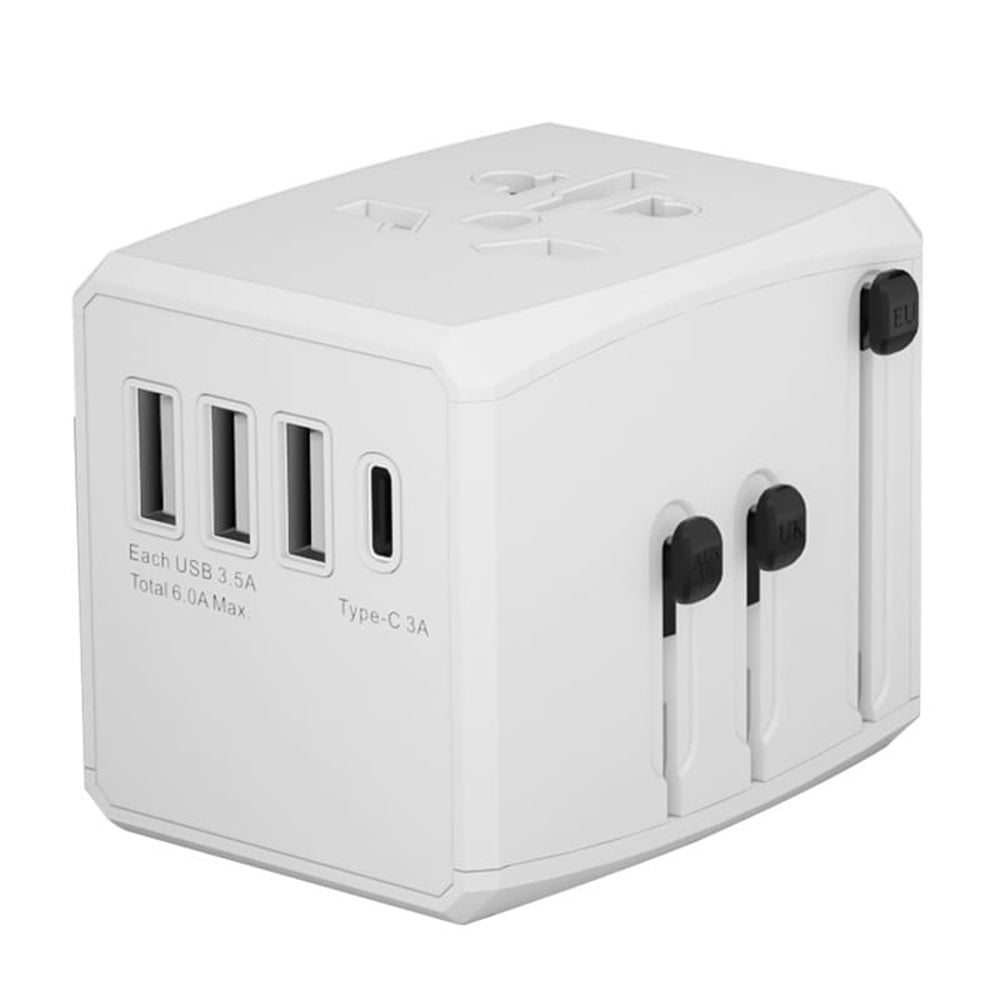 Techsuit HHT904-B3 Travel Netwerkoplader, 30W, 3A, 3 x USB-A - 1 x USB-C, Wit
