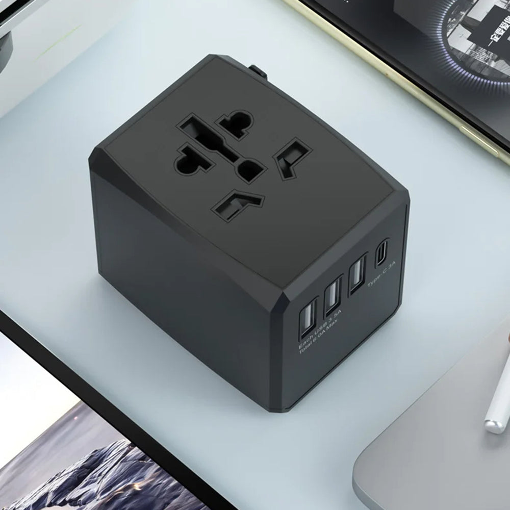 Netwerkoplader Techsuit HHT904-B3 Travel, 30W, 3A, 3 x USB-A - 1 x USB-C, Zwart