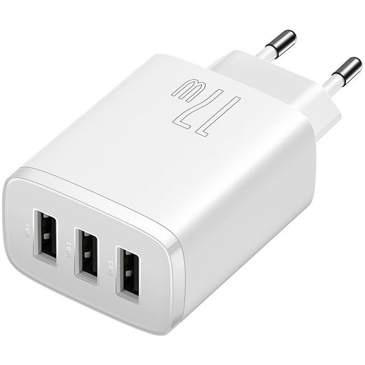 Baseus Compact Netwerkoplader 3U, 17W, 2.1A, 3 x USB-A, Wit CCXJ020102