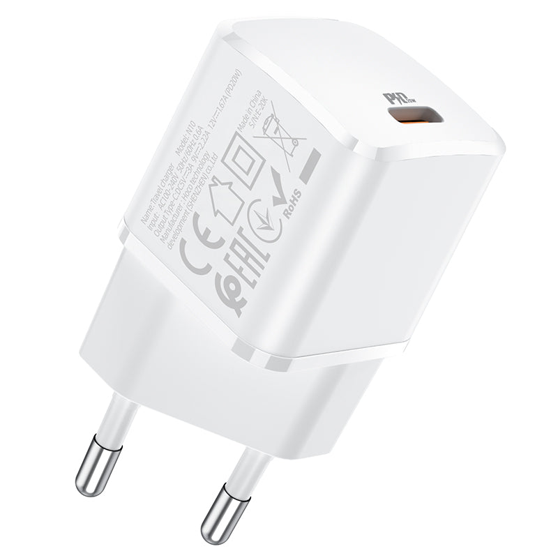 Netwerkoplader HOCO N10, 20W, 3A, 1 x USB-C, Wit