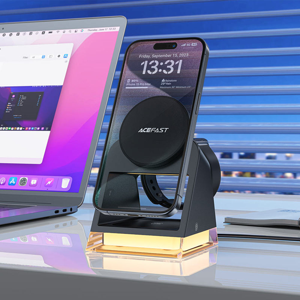 Acefast E17 3in1 Wireless Network Charger, 15W, 1.67A, Black
