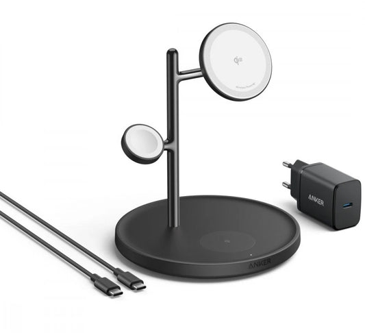 Draadloze Netwerkoplader Anker MagGo 3in1, 25W, 1.67A, Zwart B25M3311