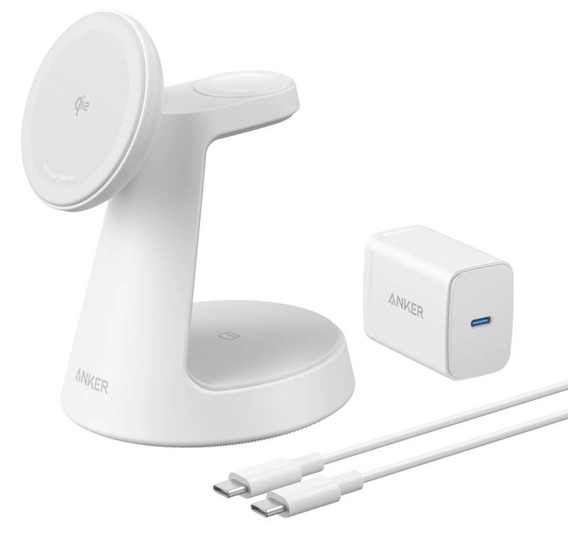 Draadloze netlader Anker MagGo 3in1, 15W, 1.67A, Wit B25M4G21