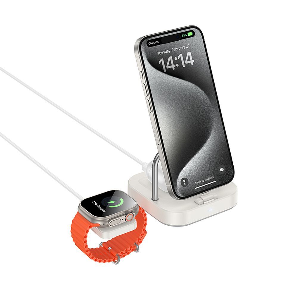 Draadloze Netwerkoplader HOCO CQ16A 3in1, 15W, 1.67A, Wit