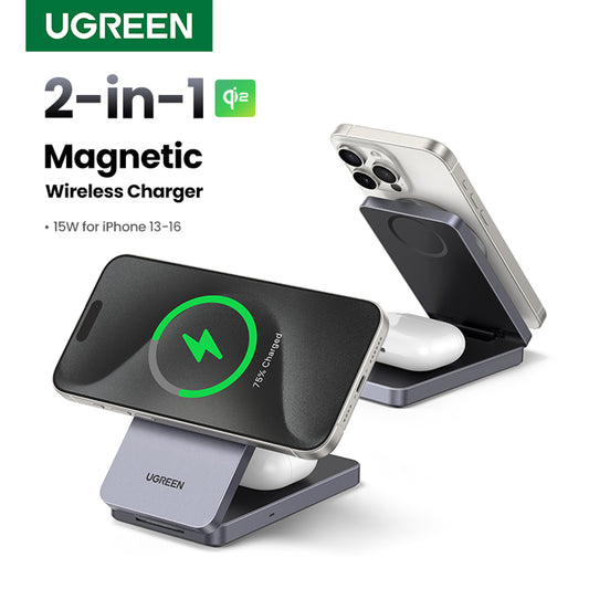 UGREEN W706 2in1 Draadloze Netwerkoplader, 20W, 1.67A, Zwart