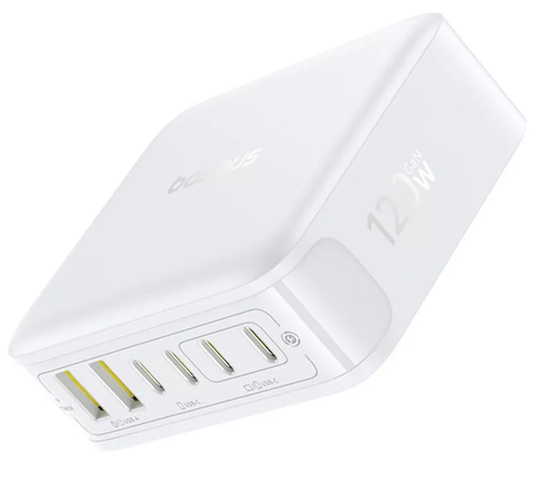 Baseus EnerFill FH21 Oplaadstation, 120W, 3.25A, 2 x USB-A - 4 x USB-C, Wit E0120T01