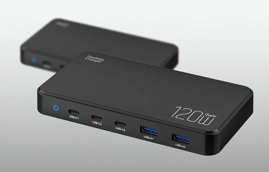 Oplaadstation BlitzWolf BW-i100, 120W, 5A, 2 x USB-A - 3 x USB-C, Zwart