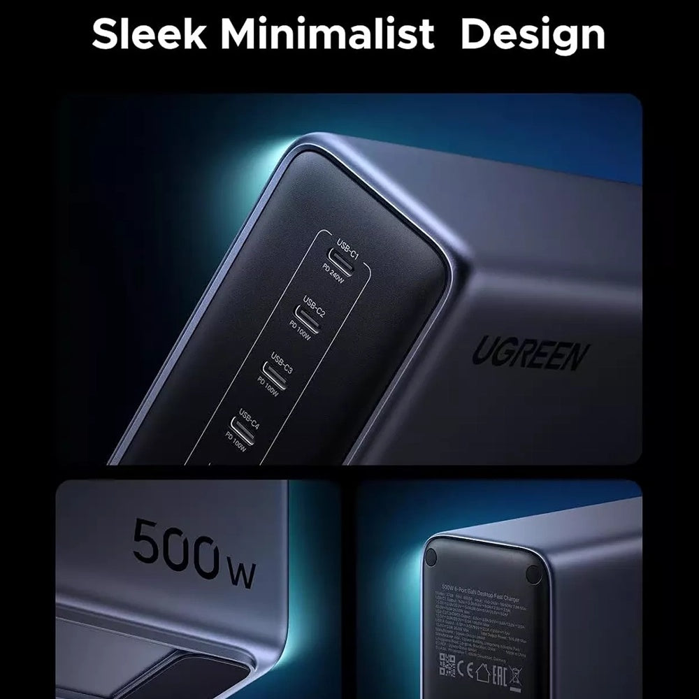UGREEN Nexode X759 Oplaadstation, 500W, 5A, 1 x USB-A - 5 x USB-C, Gri