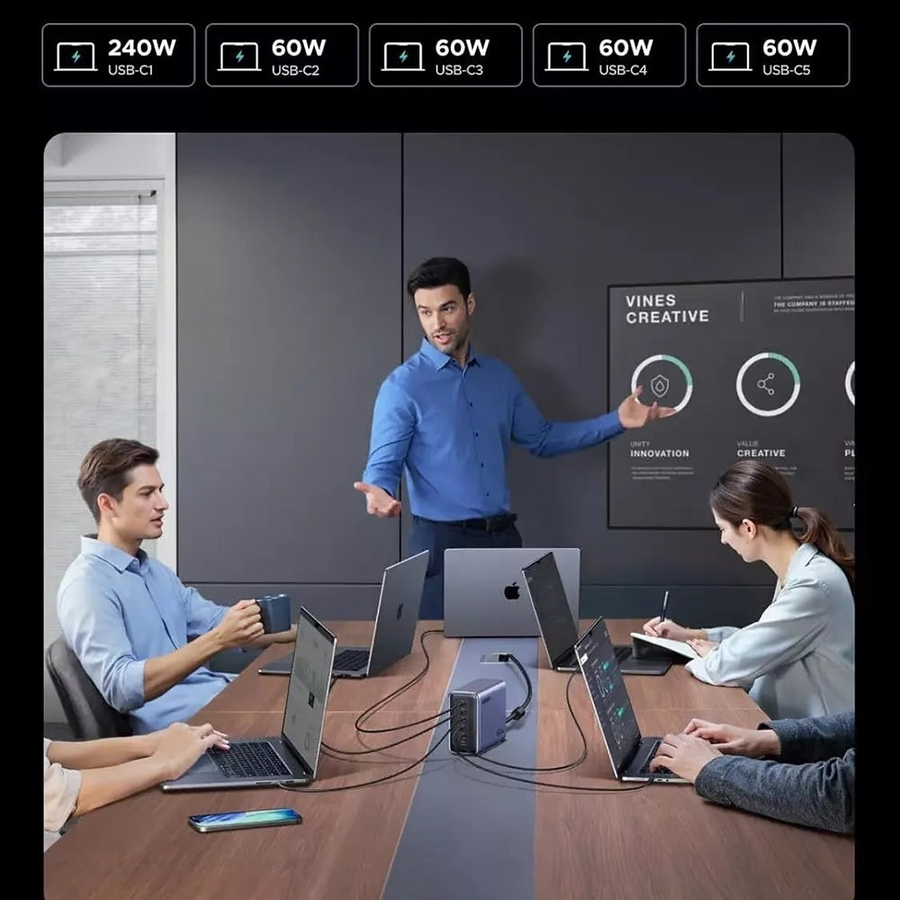 UGREEN Nexode X759 Oplaadstation, 500W, 5A, 1 x USB-A - 5 x USB-C, Gri