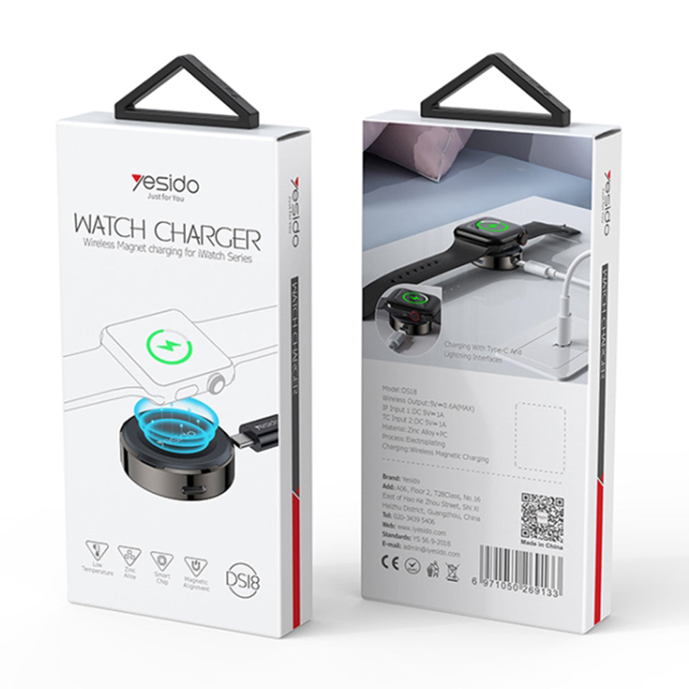 Draadloze Oplader Yesido DS18 voor Apple Watch Series, Zwart