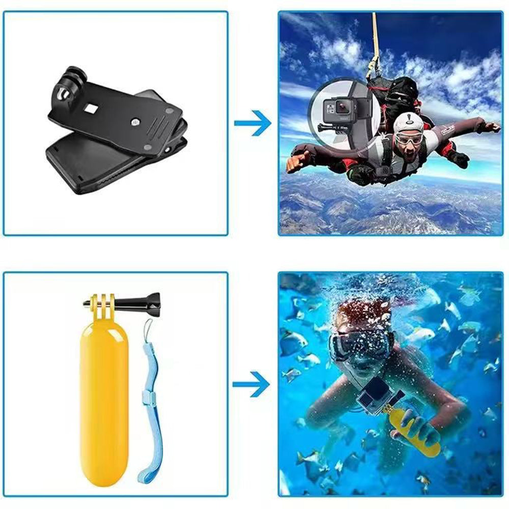 Sportcamera Accessoireset Techsuit SA15 voor GoPro / SJCAM Series, 15in1, Zwart