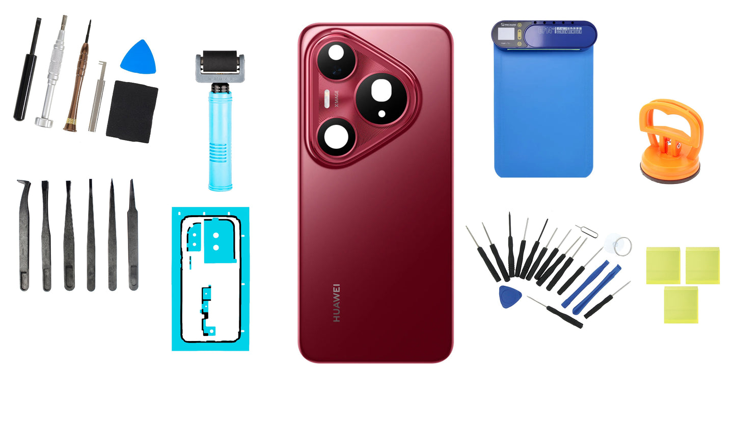 Kit Batterijkap Huawei Pura 80 Pro Glazed Red Service Pack en Toegewijde Service-instrumenten