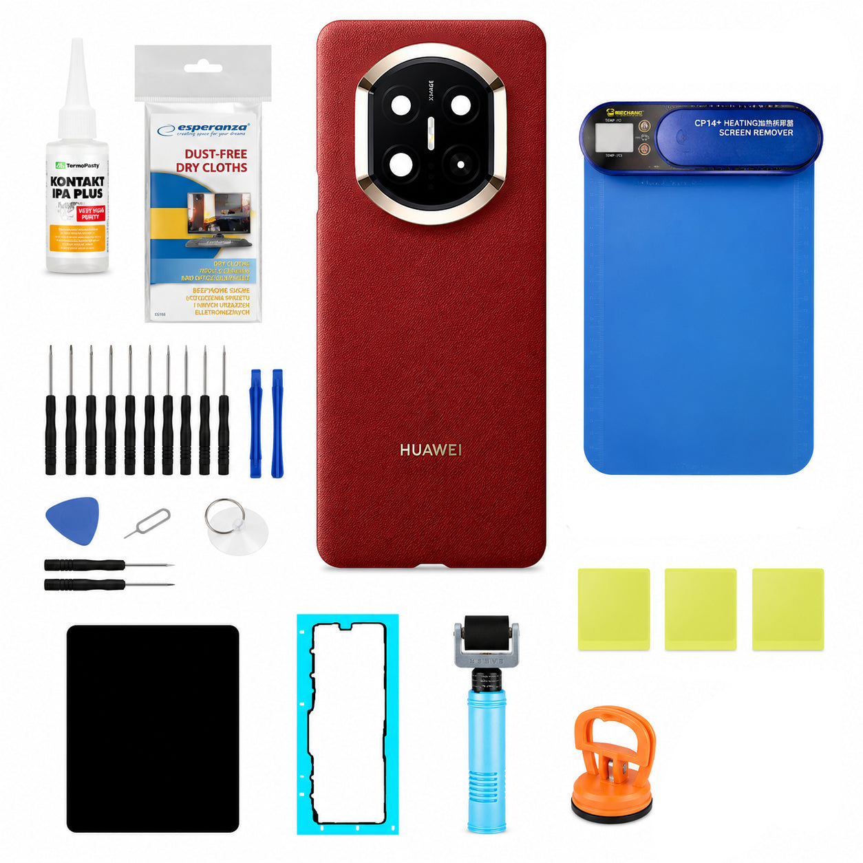 Batterijdeksel Kit Huawei Mate X7 Rood (Nebula Red) Service Pack en Toegewijde Service Gereedschappen