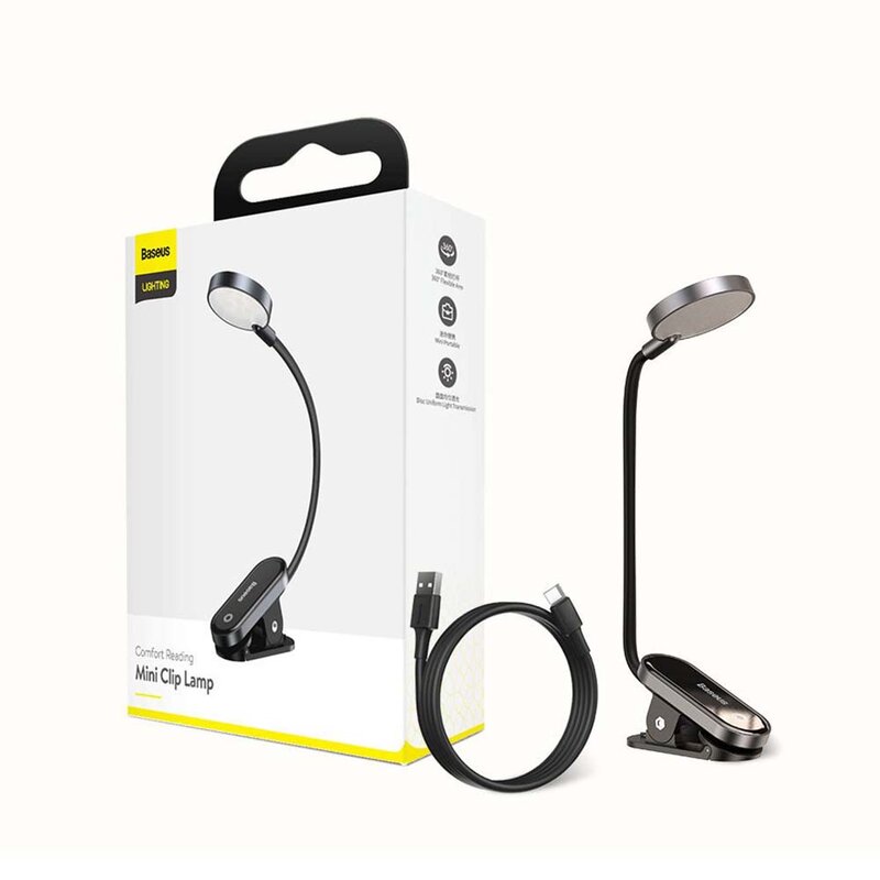 Draagbare LED-lamp Baseus Comfort Reading Mini Clip, Grijs DGRAD-0G