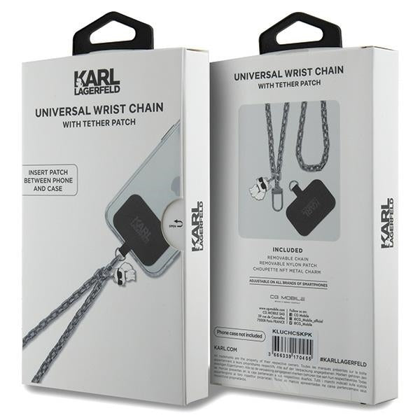 Telefoon Sleutelhanger Ketting Karl Lagerfeld Choupette, Zilver