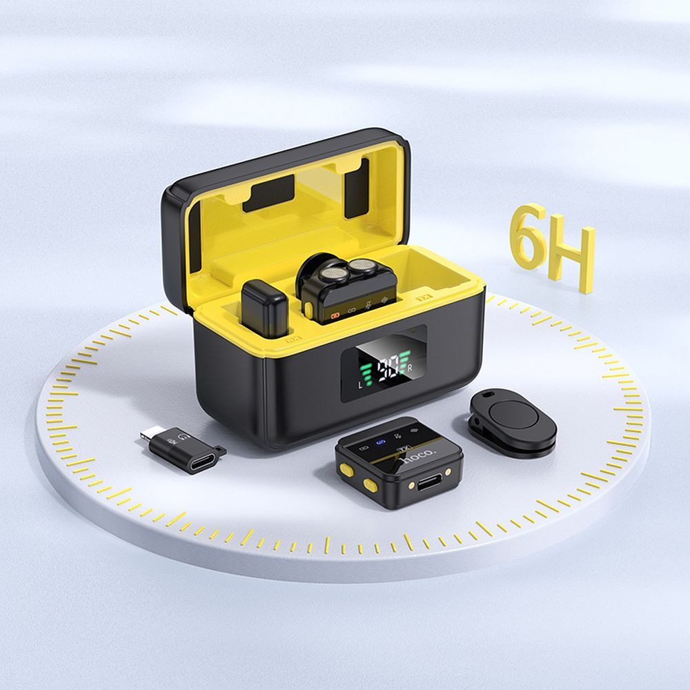 Lavaliermicrofoon HOCO L17, USB-C / Lightning, Set van 2 Stuks, Zwart