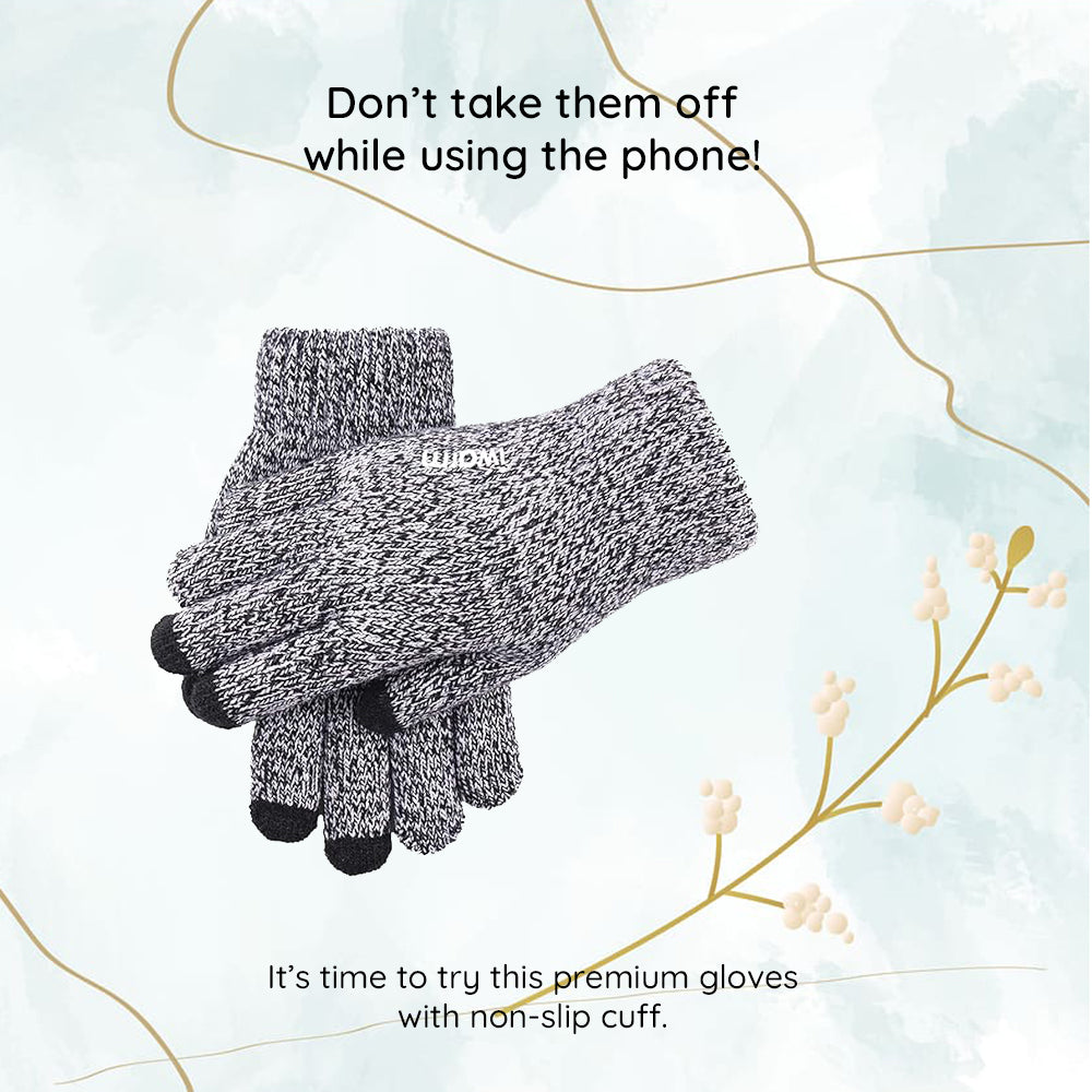 Touchscreen Winterhandschoenen Iwarm ST0018, Maat 23cm, Zwart Grijs