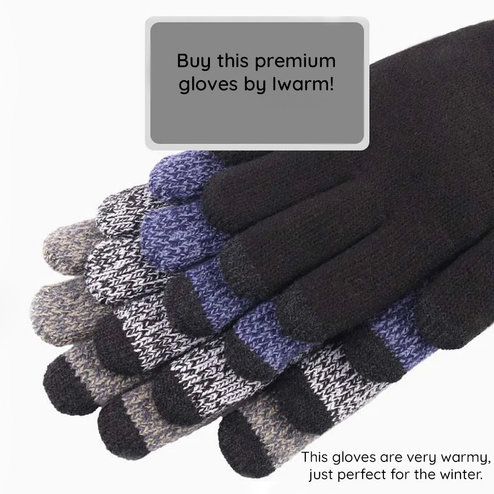 Touchscreen Winterhandschoenen Iwarm ST0018, Maat 23cm, Zwart Grijs