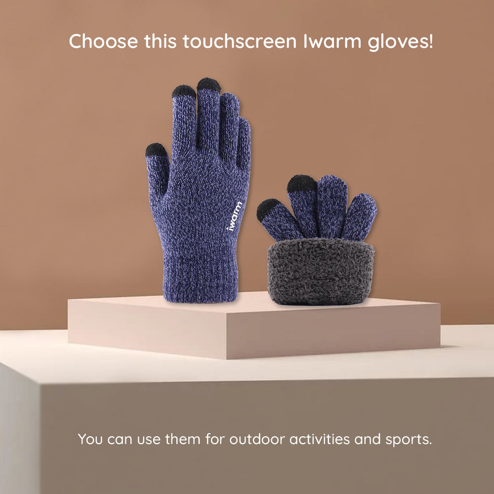 Touchscreen Winterhandschoenen Iwarm ST0018, Maat 23cm, Zwart Grijs
