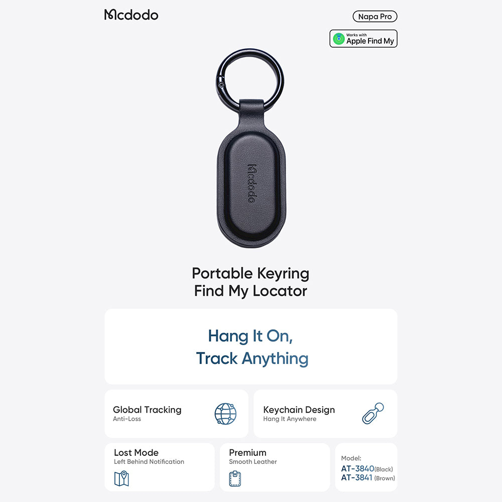 Mcdodo SmartTag Sleutelhanger Napa Pro AT-3840 voor iOS Series, Zwart
