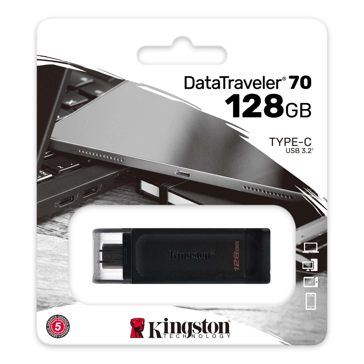 Externe USB-C Geheugen Kingston DT70, 128Gb DT70/128GB