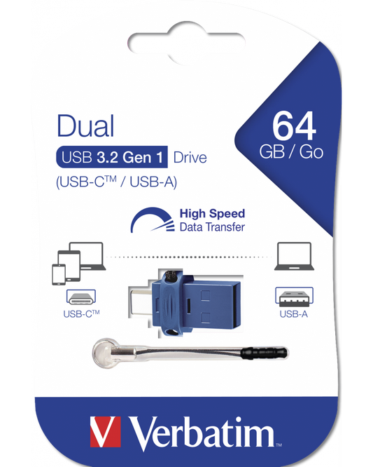 Externe geheugen USB-A 3.0 / USB-C Verbatim StoreNGo, 64Gb 49967