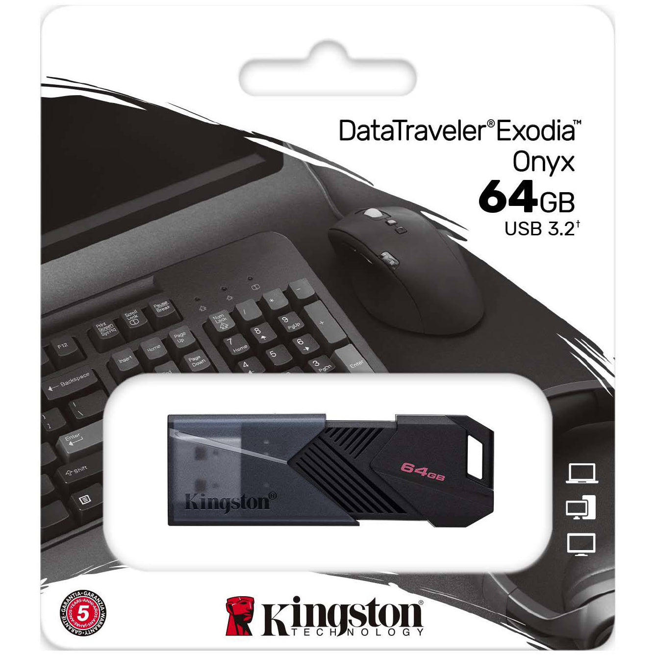 Kingston Exodia Onyx USB-A 3.0 Extern Geheugen Kingston Exodia Onyx, 64Gb DTXON/64GB