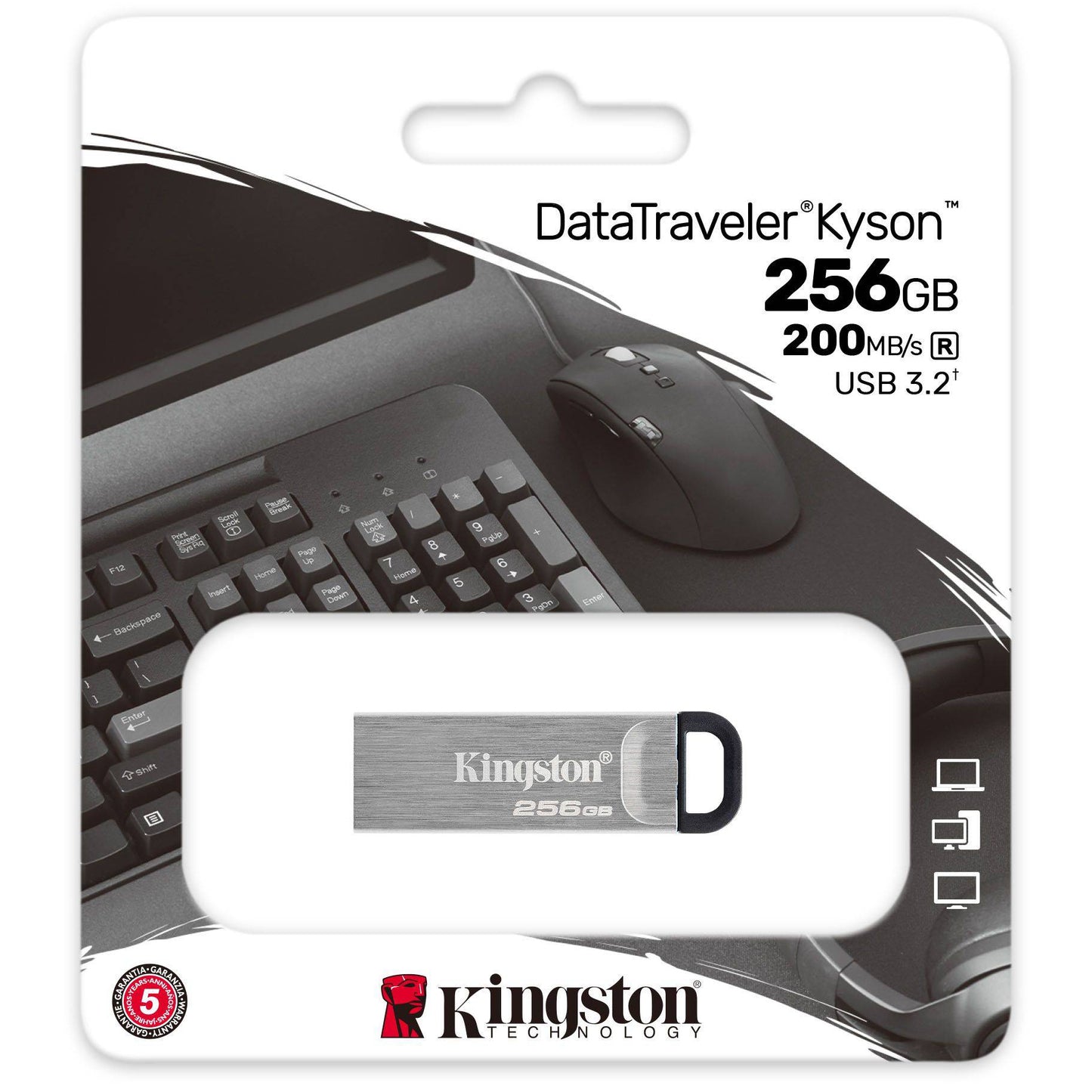 Externe USB-A 3.2 Kingston DT Kyson Geheugen, 256Gb DTKN/256GB
