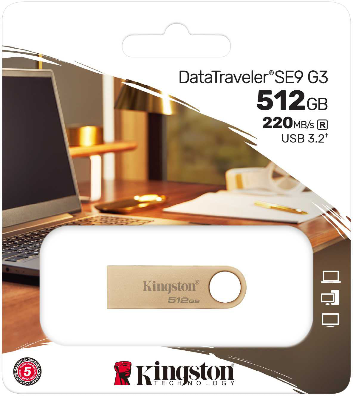 Externe USB-A 3.2 Kingston DT SE9 G3, 512Gb DTSE9G3/512GB