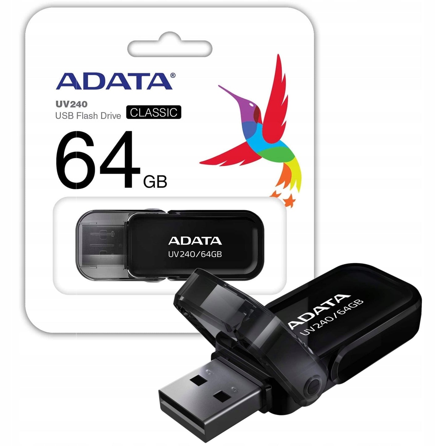Extern USB-A-geheugen Adata UV240, 64Gb AUV240-64G-RBK AUV240-64G-RBK