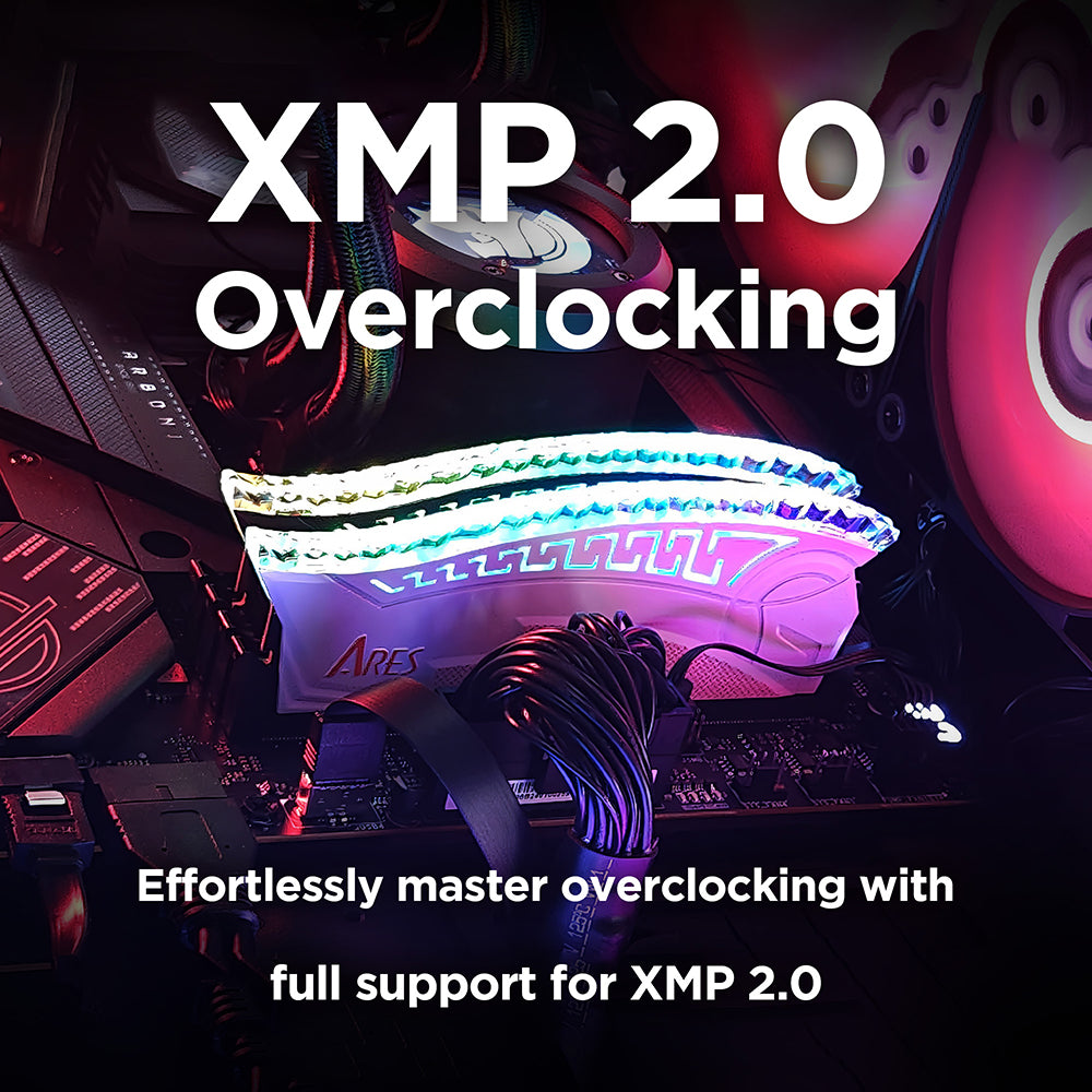 RAM-geheugen Dato Ares Armor, DDR4, RGB, 2 x 8GB, 3600Mhz, CL18, Wit AMRGB8GX216G36W