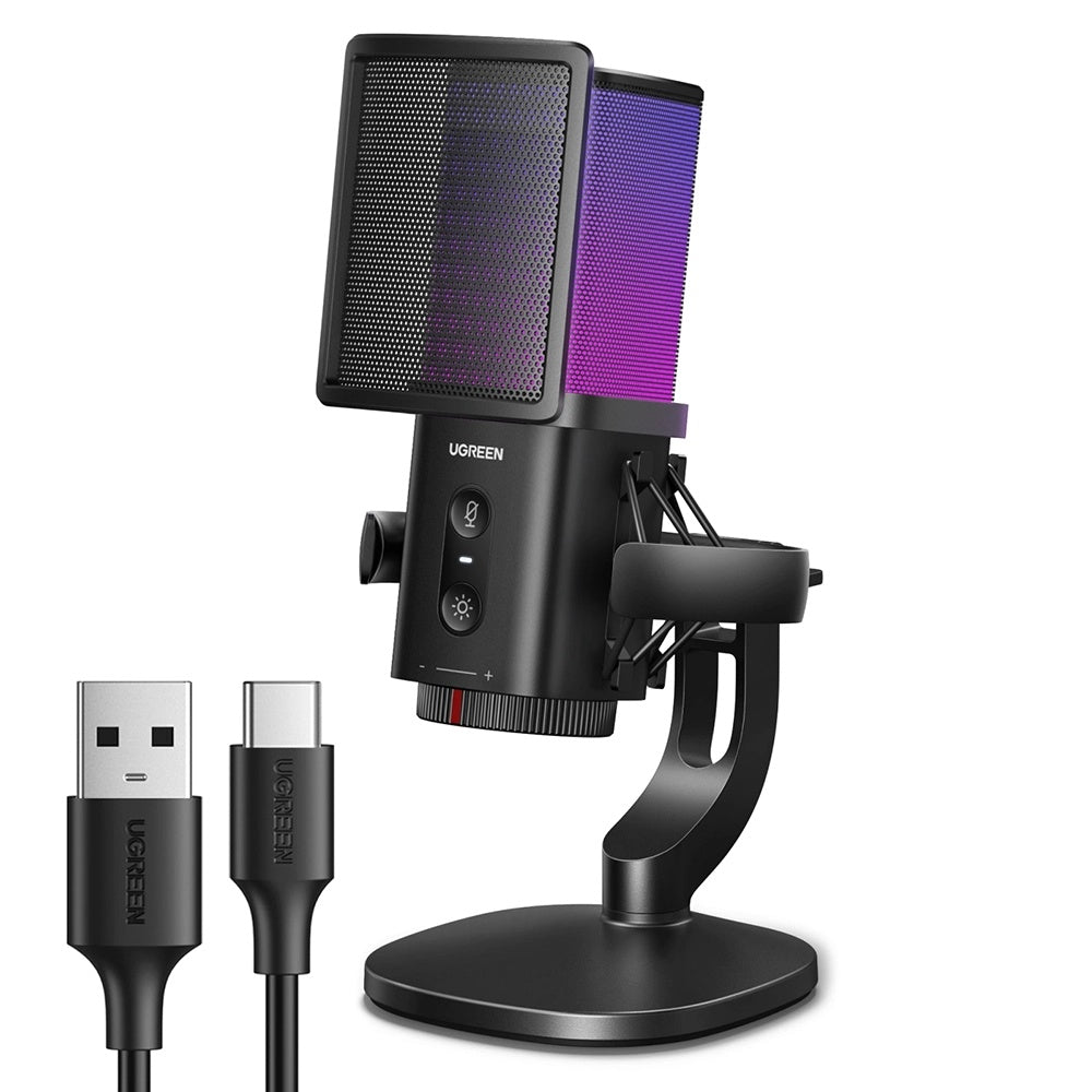 Cardioïde Microfoon UGREEN CM581 (65629), RGB, USB-C, 1.5m, Zwart