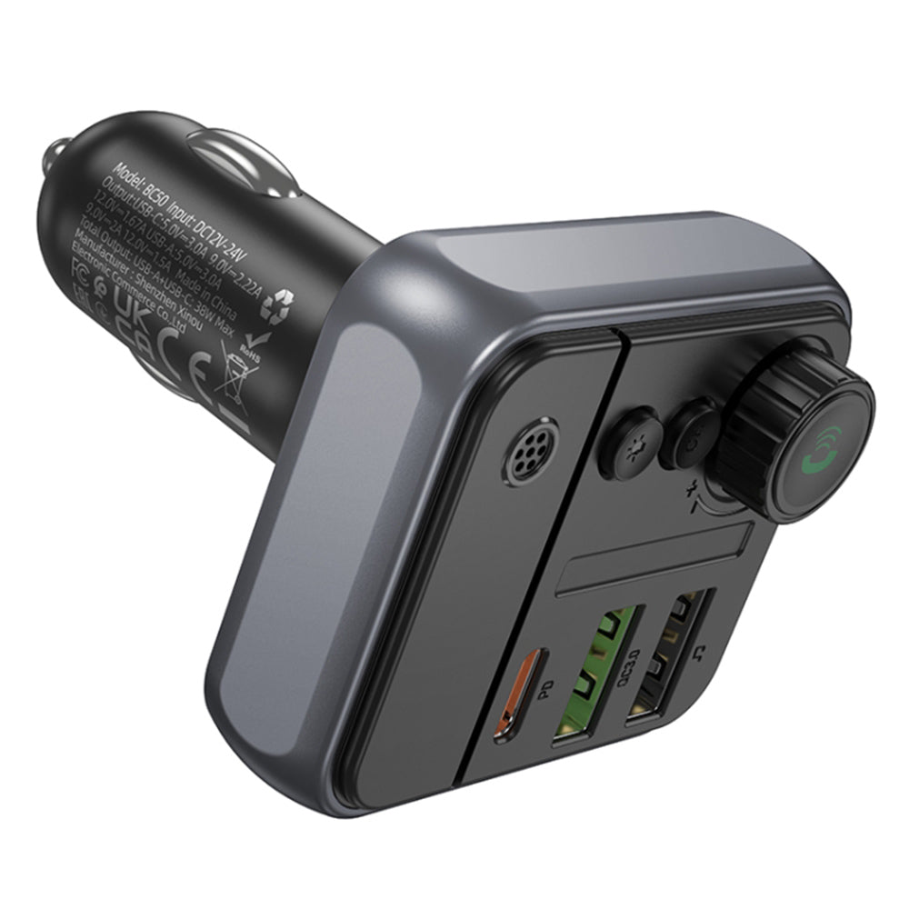 FM Bluetooth Modulator Borofone BC50 Ascenso, 2 x USB-A - 1 x USB-C