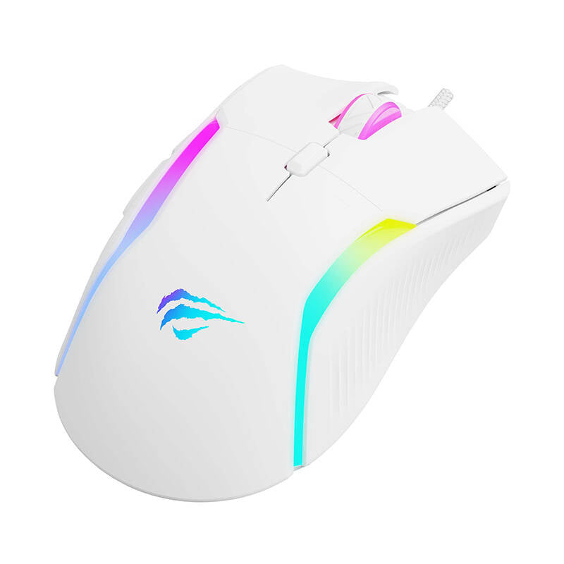 Gaming Muis Bedraad USB HAVIT MS1033, RGB, 800DPI - 8000DPI, Wit