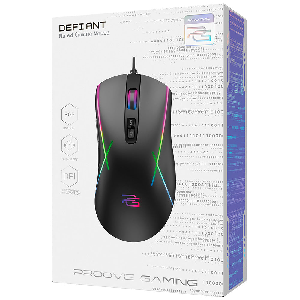 Gaming Muis Wired USB Proove Defiant, RGB, 7200DPI, Zwart CMDE00000102