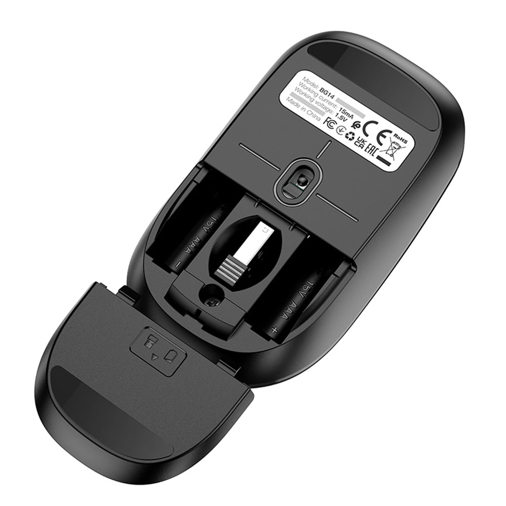Draadloze Muis Borofone BG14 Planet, 1000DPI, BT / Wi-Fi, Zwart